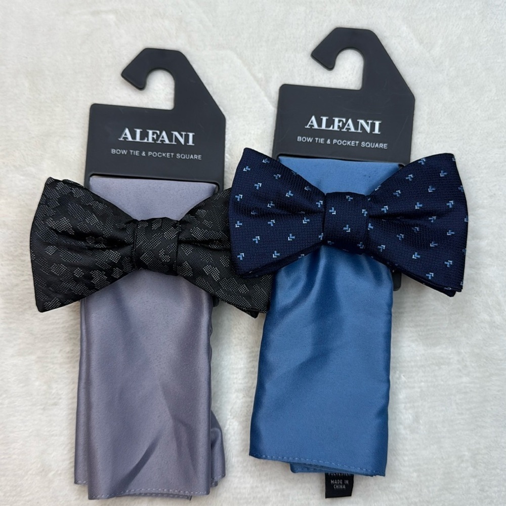 Alfani Men’s Bow Tie and Pocket Square Bundles- 2 Sets
